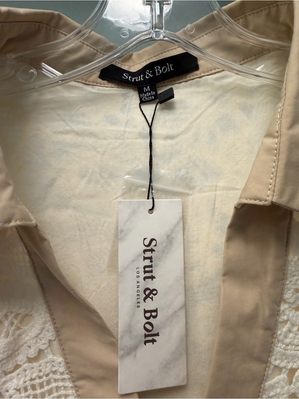 Boutique Cream Shift Dress with Tan Trim NWT - Picture 3 of 6